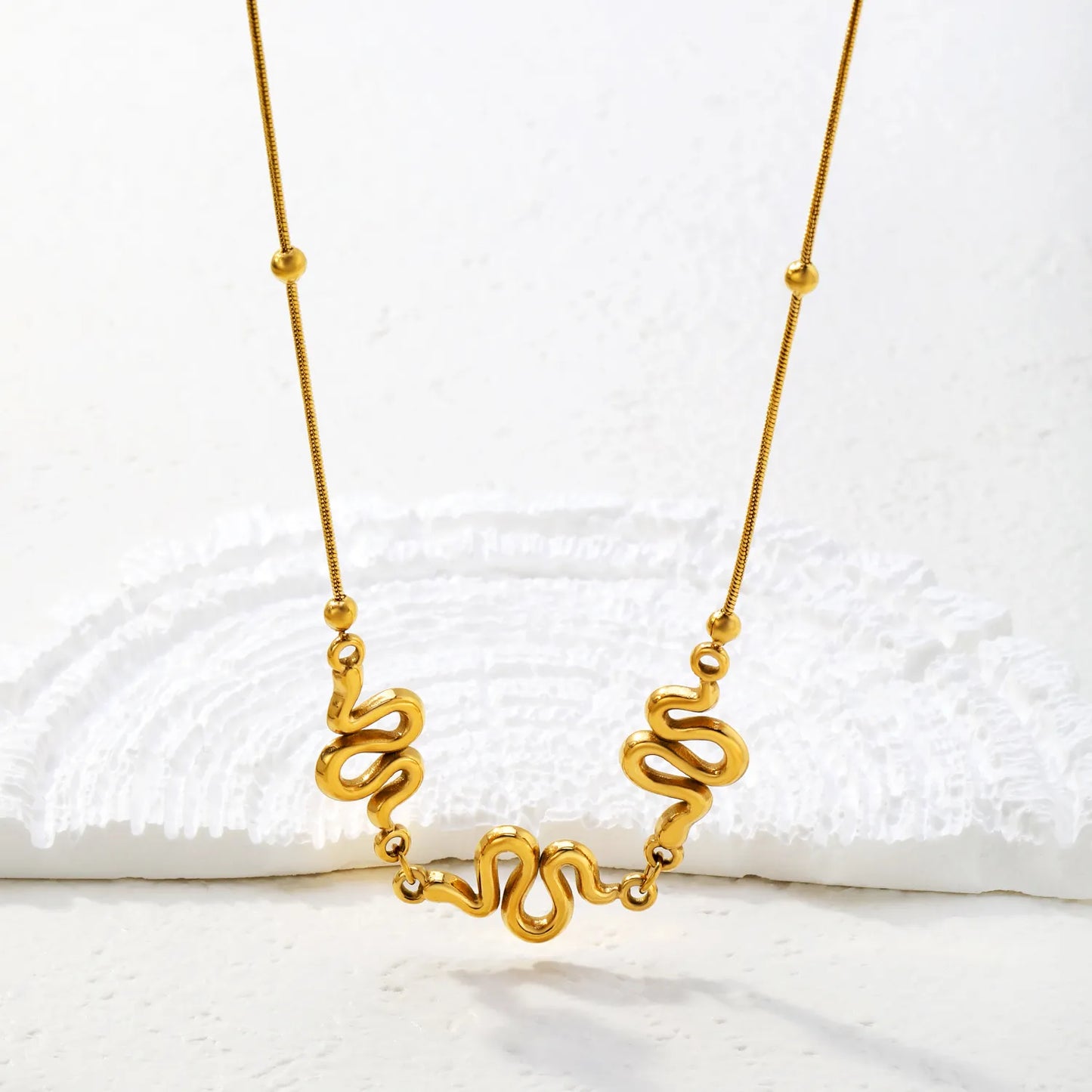 Adjustable Three-Piece Snake Pendant Necklace | 40+5cm Length | 18K Gold Plated | Bulk Order MOQ 12