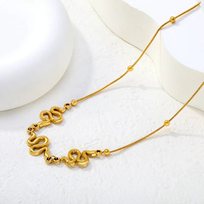 Adjustable Three-Piece Snake Pendant Necklace | 40+5cm Length | 18K Gold Plated | Bulk Order MOQ 12