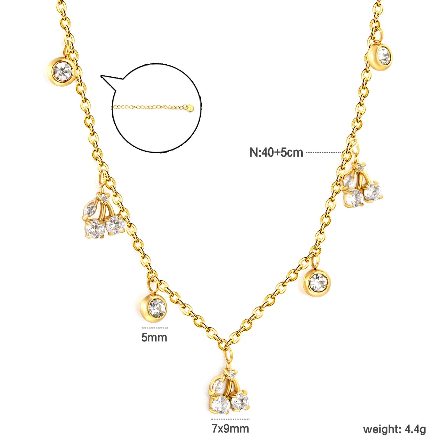 18K Gold Plated Necklace with Multi-Charm Adjustable 40+5cm | Wholesale Bulk Order MOQ 12