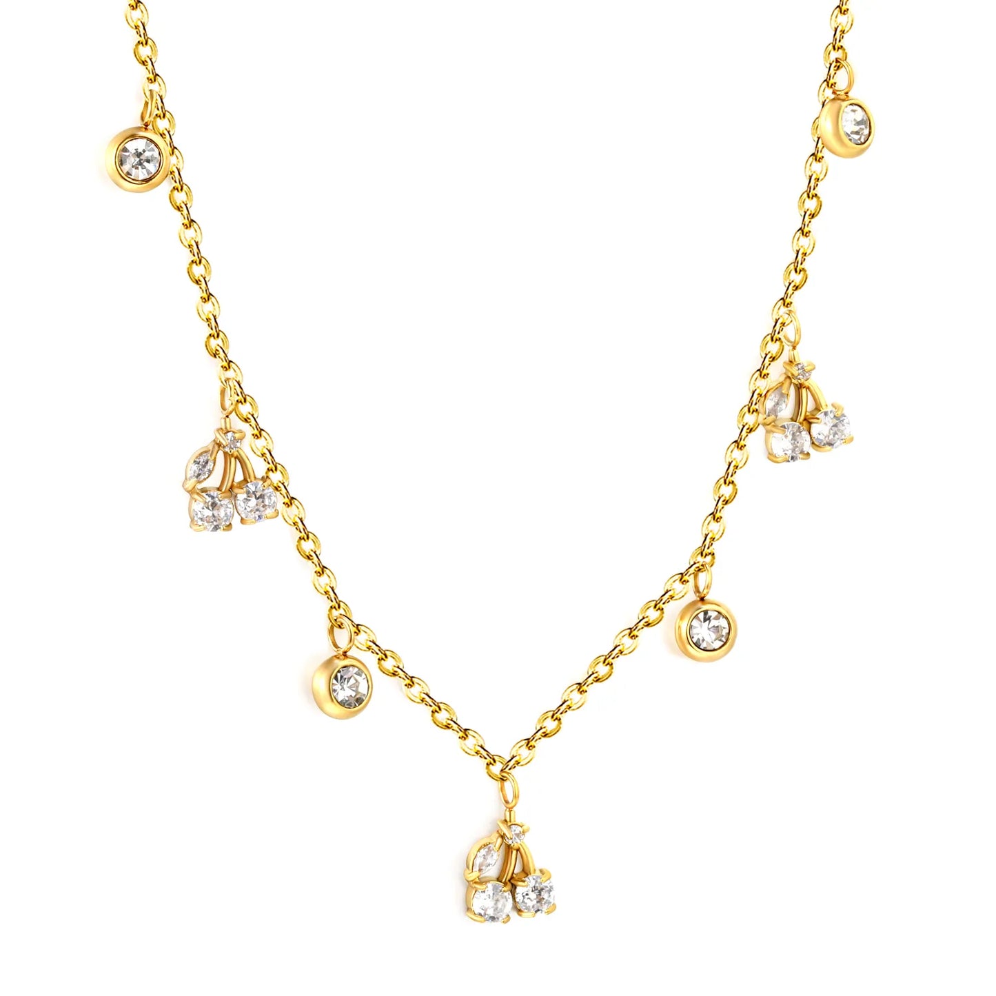 18K Gold Plated Necklace with Multi-Charm Adjustable 40+5cm | Wholesale Bulk Order MOQ 12