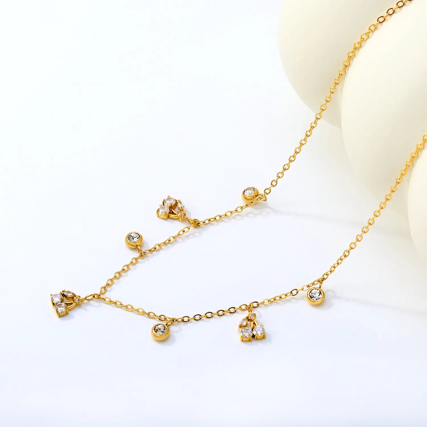 18K Gold Plated Necklace with Multi-Charm Adjustable 40+5cm | Wholesale Bulk Order MOQ 12