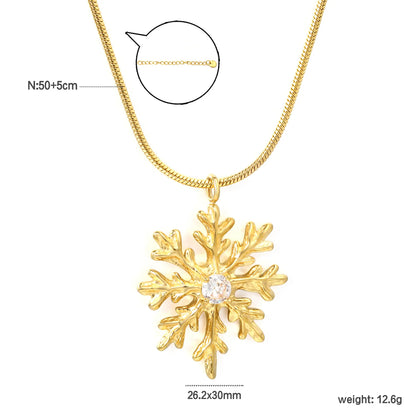18K Gold Plated  CZ Snowflake Pendant Snake Chain Necklace | Adjustable 50+5cm | Wholesale Bulk Order MOQ 12
