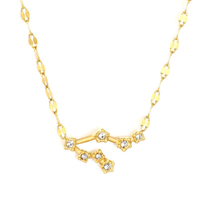 12 Zodiac Constellation Necklace | Adjustable 42+5cm | 18K Gold Plated Stainless Steel | CZ Star Sign Pendant | Personalized Jewelry | Wholesale MOQ 12