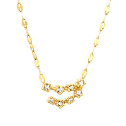 12 Zodiac Constellation Necklace | Adjustable 42+5cm | 18K Gold Plated Stainless Steel | CZ Star Sign Pendant | Personalized Jewelry | Wholesale MOQ 12
