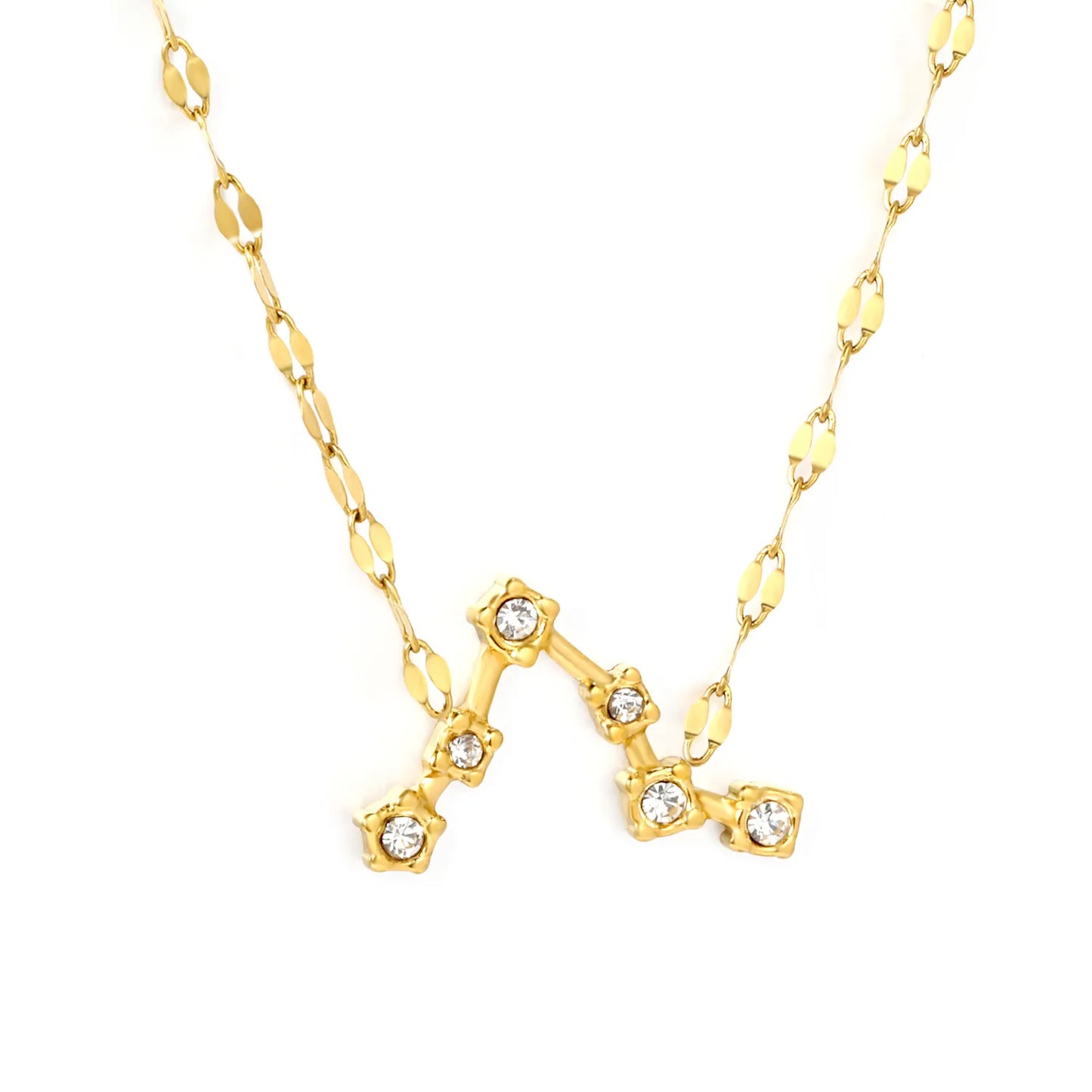 12 Zodiac Constellation Necklace | Adjustable 42+5cm | 18K Gold Plated Stainless Steel | CZ Star Sign Pendant | Personalized Jewelry | Wholesale MOQ 12