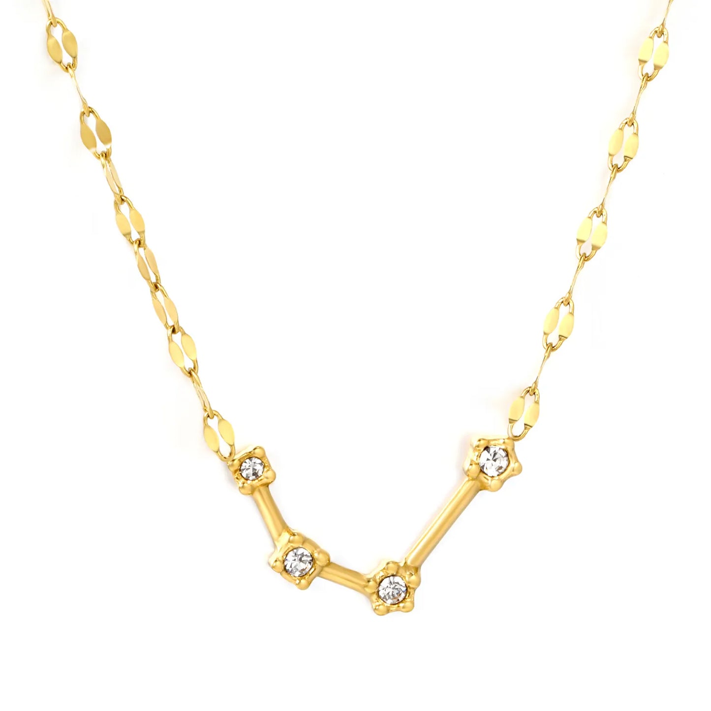 12 Zodiac Constellation Necklace | Adjustable 42+5cm | 18K Gold Plated Stainless Steel | CZ Star Sign Pendant | Personalized Jewelry | Wholesale MOQ 12
