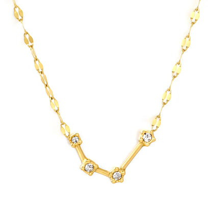 12 Zodiac Constellation Necklace | Adjustable 42+5cm | 18K Gold Plated Stainless Steel | CZ Star Sign Pendant | Personalized Jewelry | Wholesale MOQ 12