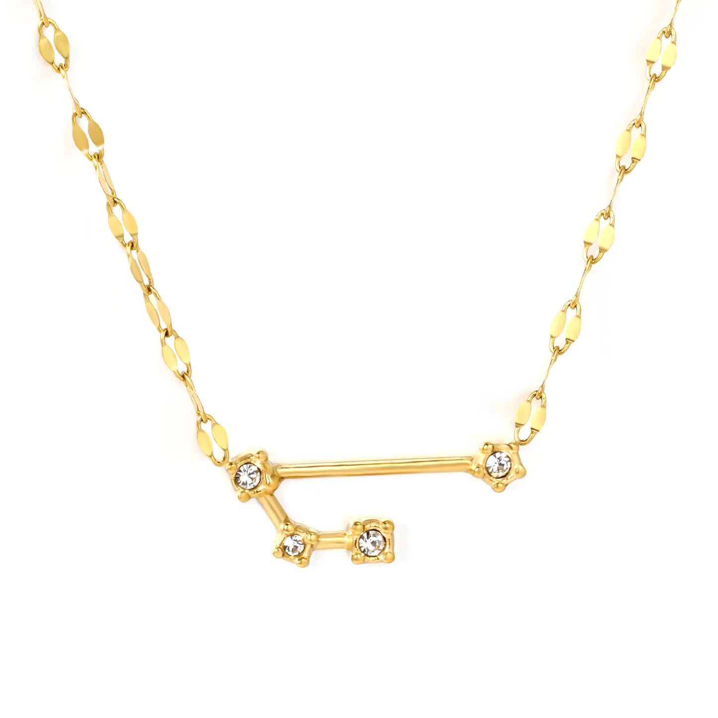 12 Zodiac Constellation Necklace | Adjustable 42+5cm | 18K Gold Plated Stainless Steel | CZ Star Sign Pendant | Personalized Jewelry | Wholesale MOQ 12
