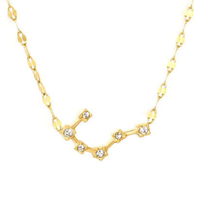 12 Zodiac Constellation Necklace | Adjustable 42+5cm | 18K Gold Plated Stainless Steel | CZ Star Sign Pendant | Personalized Jewelry | Wholesale MOQ 12