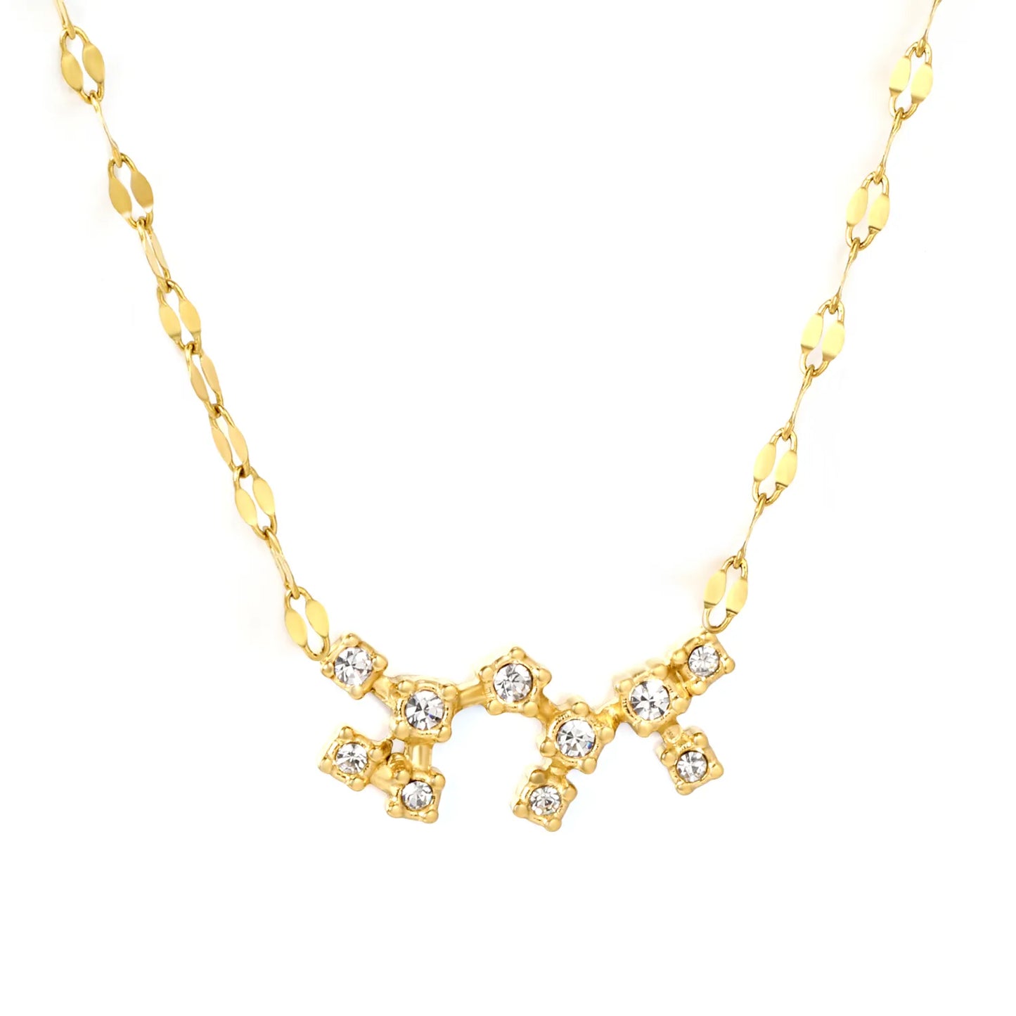 12 Zodiac Constellation Necklace | Adjustable 42+5cm | 18K Gold Plated Stainless Steel | CZ Star Sign Pendant | Personalized Jewelry | Wholesale MOQ 12