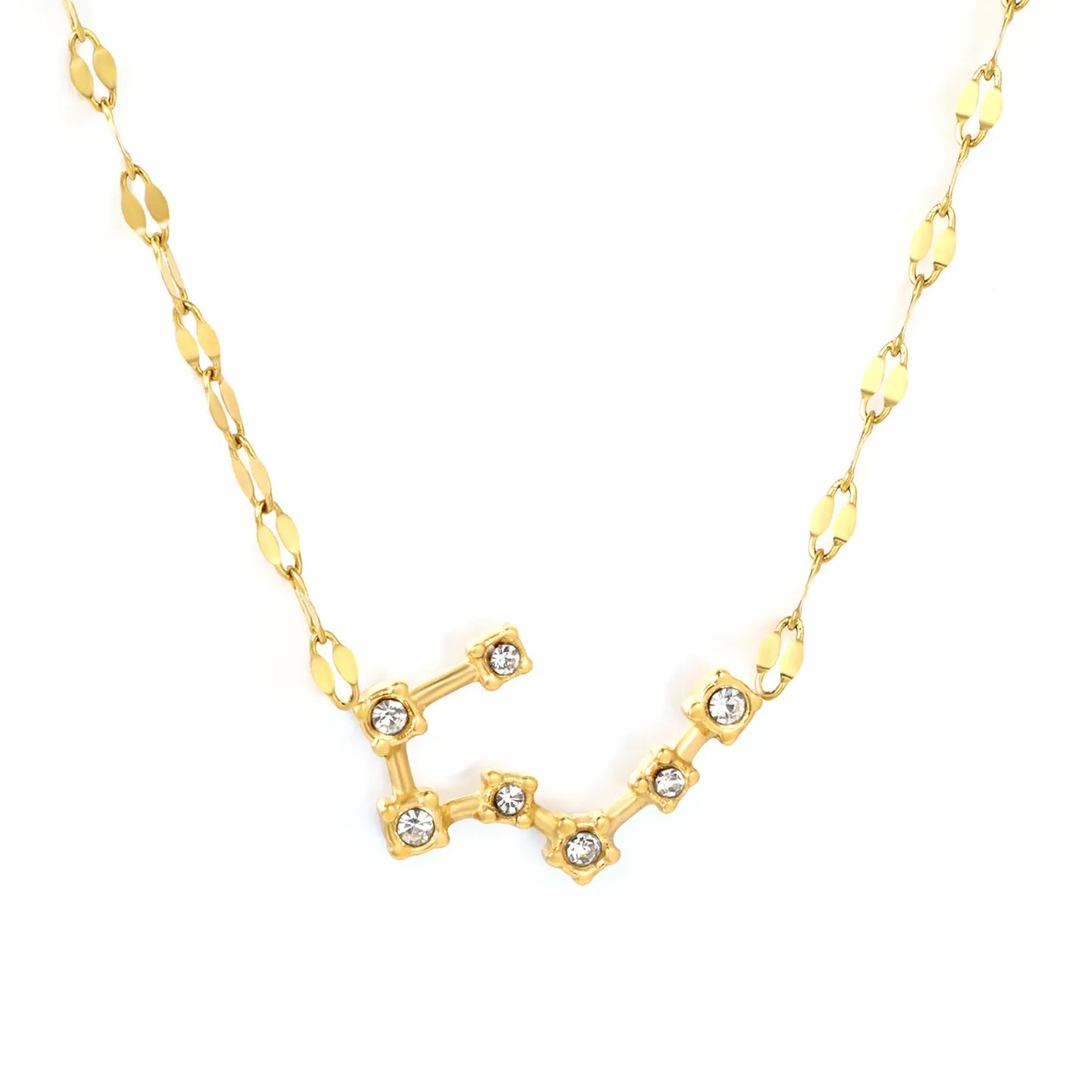 12 Zodiac Constellation Necklace | Adjustable 42+5cm | 18K Gold Plated Stainless Steel | CZ Star Sign Pendant | Personalized Jewelry | Wholesale MOQ 12