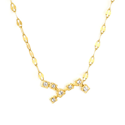 12 Zodiac Constellation Necklace | Adjustable 42+5cm | 18K Gold Plated Stainless Steel | CZ Star Sign Pendant | Personalized Jewelry | Wholesale MOQ 12