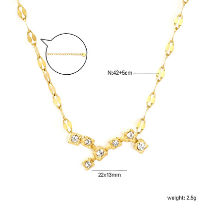 12 Zodiac Constellation Necklace | Adjustable 42+5cm | 18K Gold Plated Stainless Steel | CZ Star Sign Pendant | Personalized Jewelry | Wholesale MOQ 12