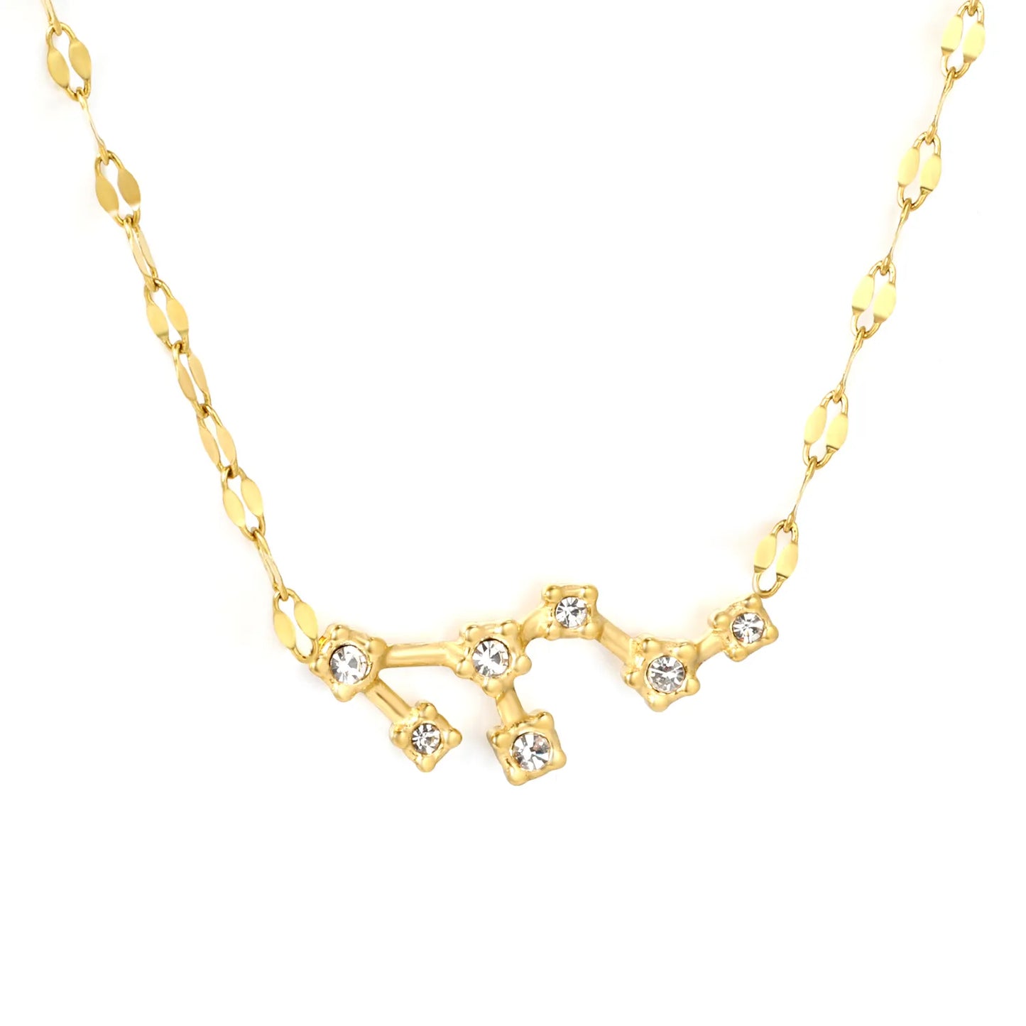 12 Zodiac Constellation Necklace | Adjustable 42+5cm | 18K Gold Plated Stainless Steel | CZ Star Sign Pendant | Personalized Jewelry | Wholesale MOQ 12