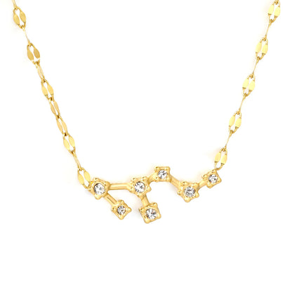 12 Zodiac Constellation Necklace | Adjustable 42+5cm | 18K Gold Plated Stainless Steel | CZ Star Sign Pendant | Personalized Jewelry | Wholesale MOQ 12