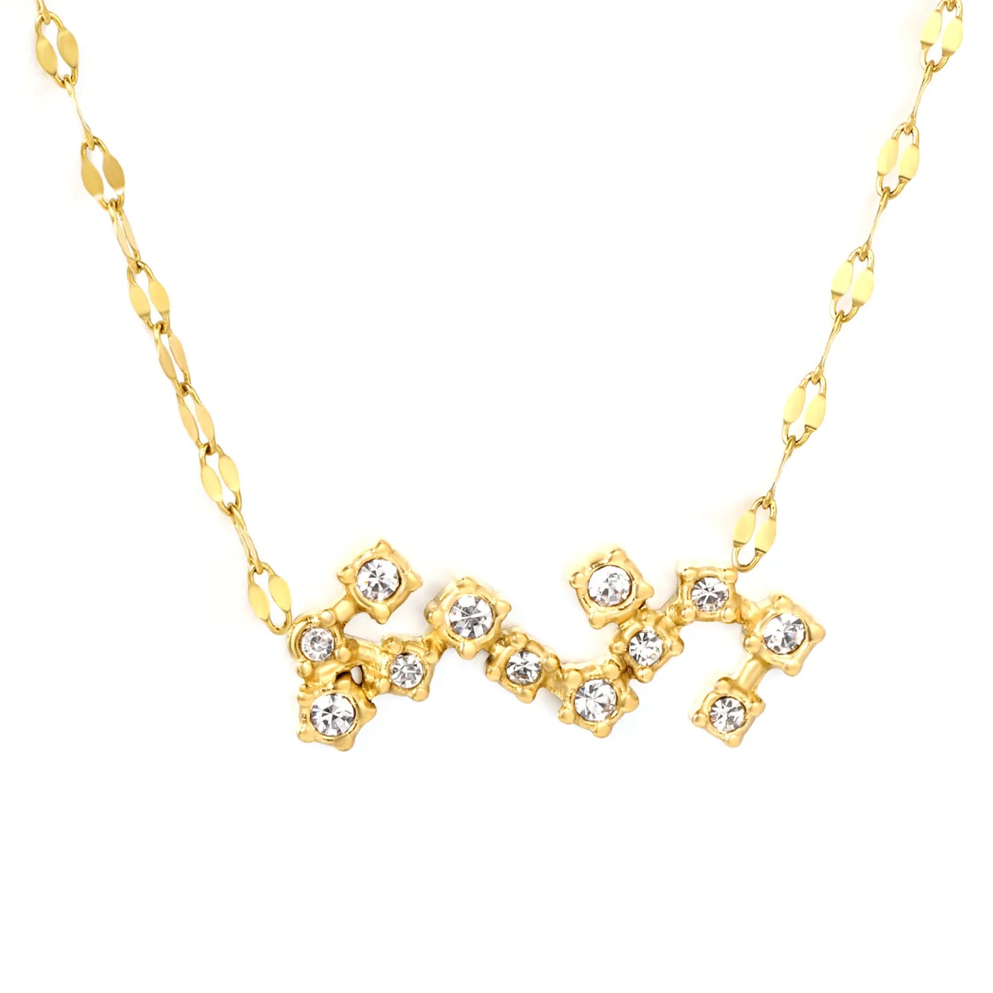 12 Zodiac Constellation Necklace | Adjustable 42+5cm | 18K Gold Plated Stainless Steel | CZ Star Sign Pendant | Personalized Jewelry | Wholesale MOQ 12