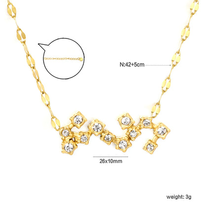 12 Zodiac Constellation Necklace | Adjustable 42+5cm | 18K Gold Plated Stainless Steel | CZ Star Sign Pendant | Personalized Jewelry | Wholesale MOQ 12