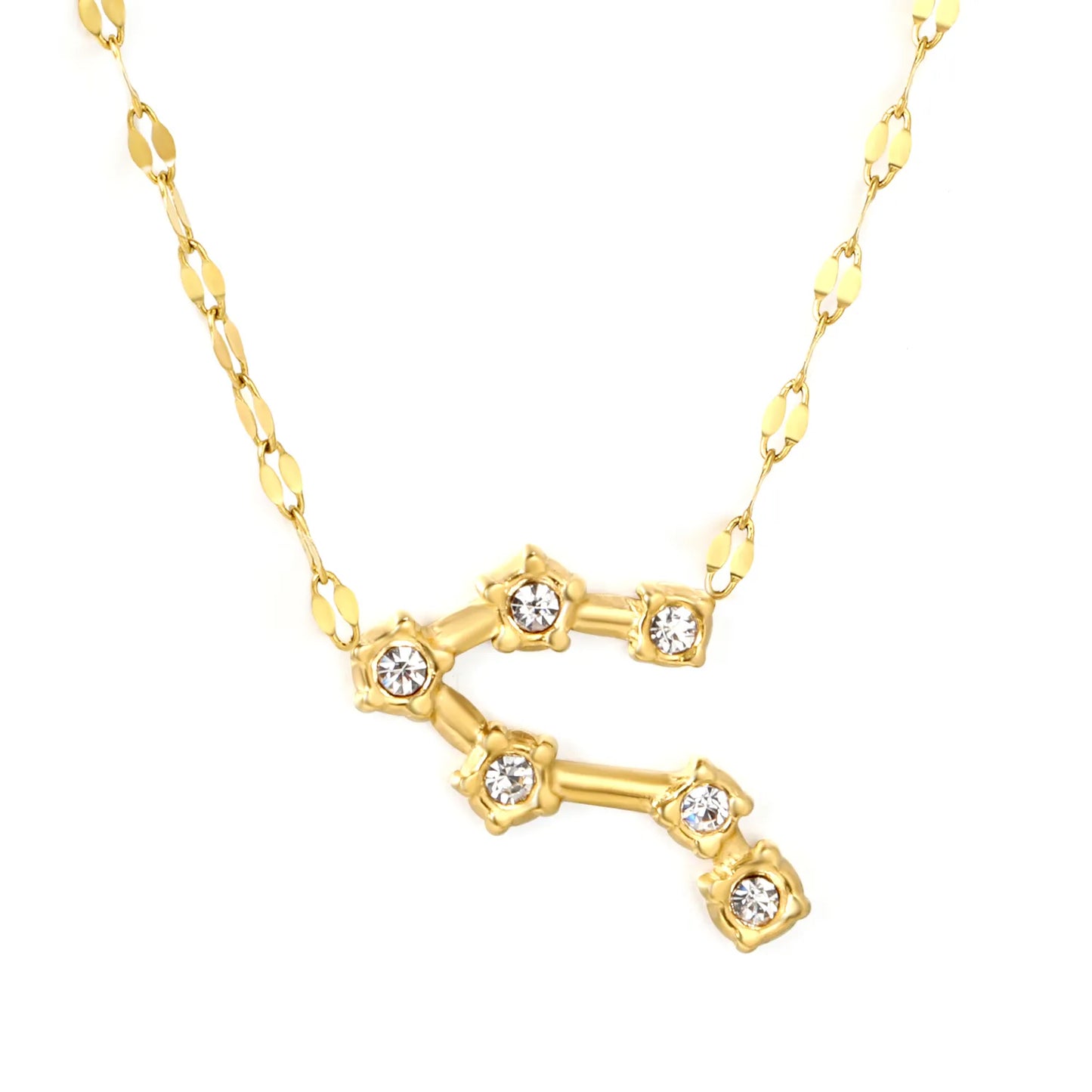 12 Zodiac Constellation Necklace | Adjustable 42+5cm | 18K Gold Plated Stainless Steel | CZ Star Sign Pendant | Personalized Jewelry | Wholesale MOQ 12