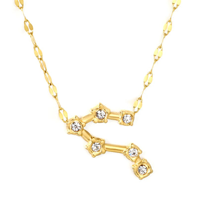 12 Zodiac Constellation Necklace | Adjustable 42+5cm | 18K Gold Plated Stainless Steel | CZ Star Sign Pendant | Personalized Jewelry | Wholesale MOQ 12