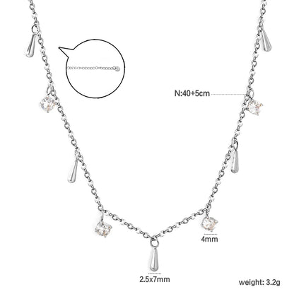 eardrop & CZ Charm Station Necklace| Adjustable 40+5cm | Gold & Silver Color Options | 18K Plated Stainless Steel | Wholesale Bulk Order MOQ 12