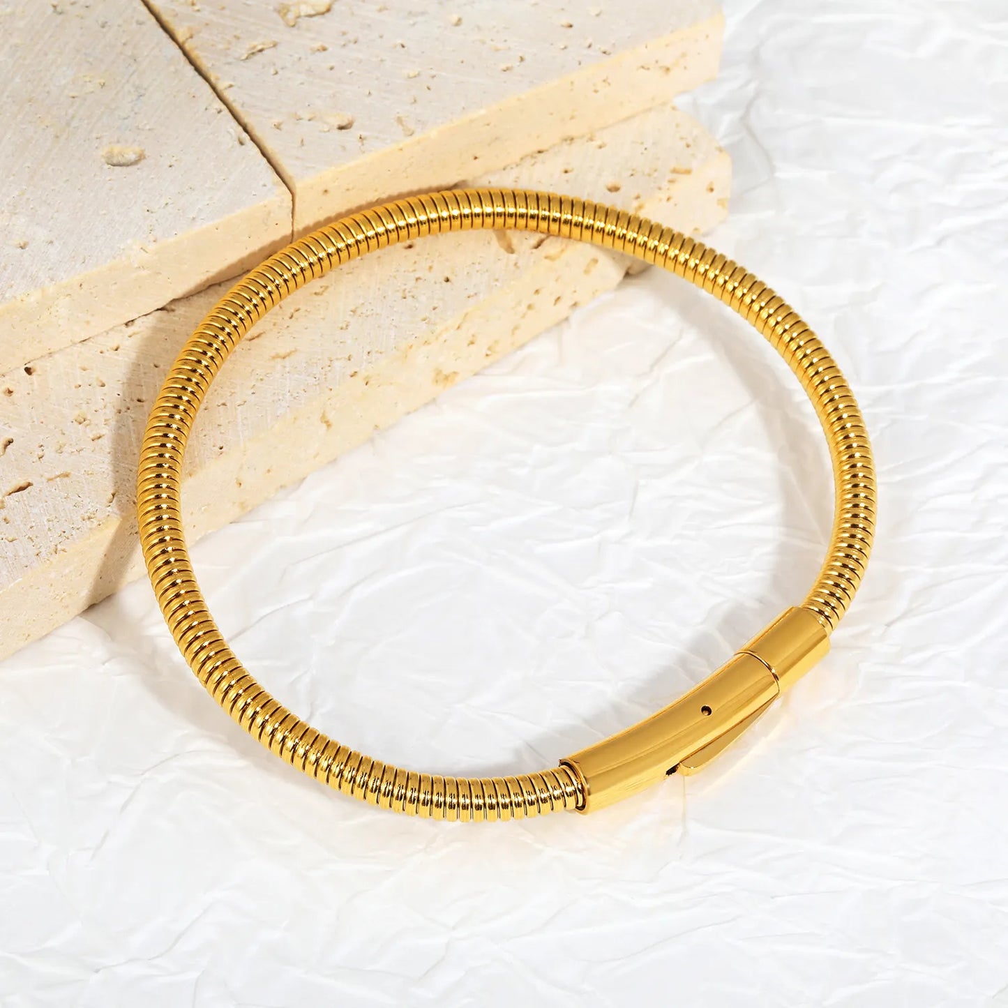 18K Gold Plated Flexible Coil Snake Chain Choker Necklace | Wholesale Bulk Order MOQ 12