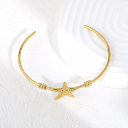 Wholesale Starfish Open Cuff 18K Gold Plated Bangle|  62mm Inner Diameter | Bulk Order MOQ 12