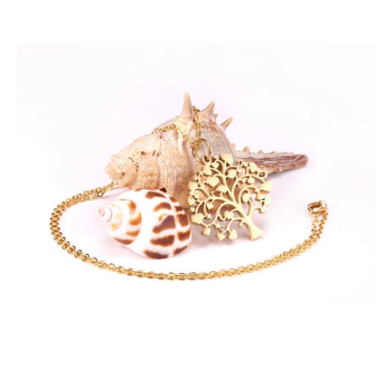 Heart‑Leaf Tree of Life Pendant Necklace 45cm Length | 18K Gold Plated & Silver Stainless Steel | Hypoallergenic Family Symbol Jewelry | Wholesale MOQ 12