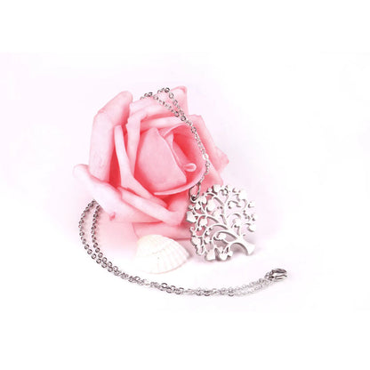 Heart‑Leaf Tree of Life Pendant Necklace 45cm Length | 18K Gold Plated & Silver Stainless Steel | Hypoallergenic Family Symbol Jewelry | Wholesale MOQ 12