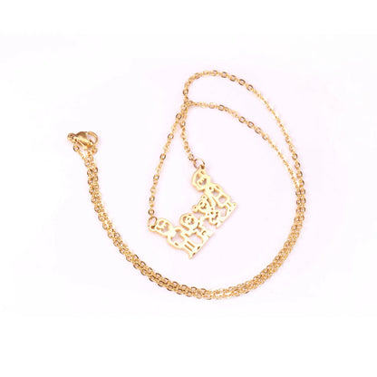 Family of 4 Silhouette Pendant Necklace 45cm Length | 18K Gold Plated Stainless Steel | Meaningful Keepsake Jewelry | Wholesale MOQ 12