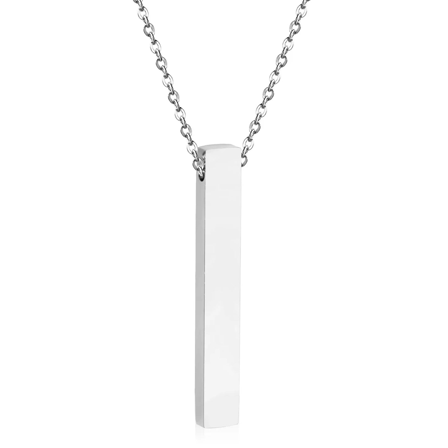 Vertical Bar Blank Pendant Necklace Adjustable 45+5cm | 18K Gold Plated & Silver Stainless Steel | Engravable Minimalist Design | Wholesale MOQ 12