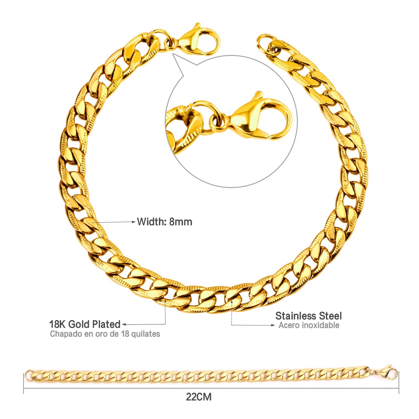 ASON 8mm Stainless Steel Stripe Bracelet Bangle for Men Women Party Gift Wholesale Fashion Jewelry
