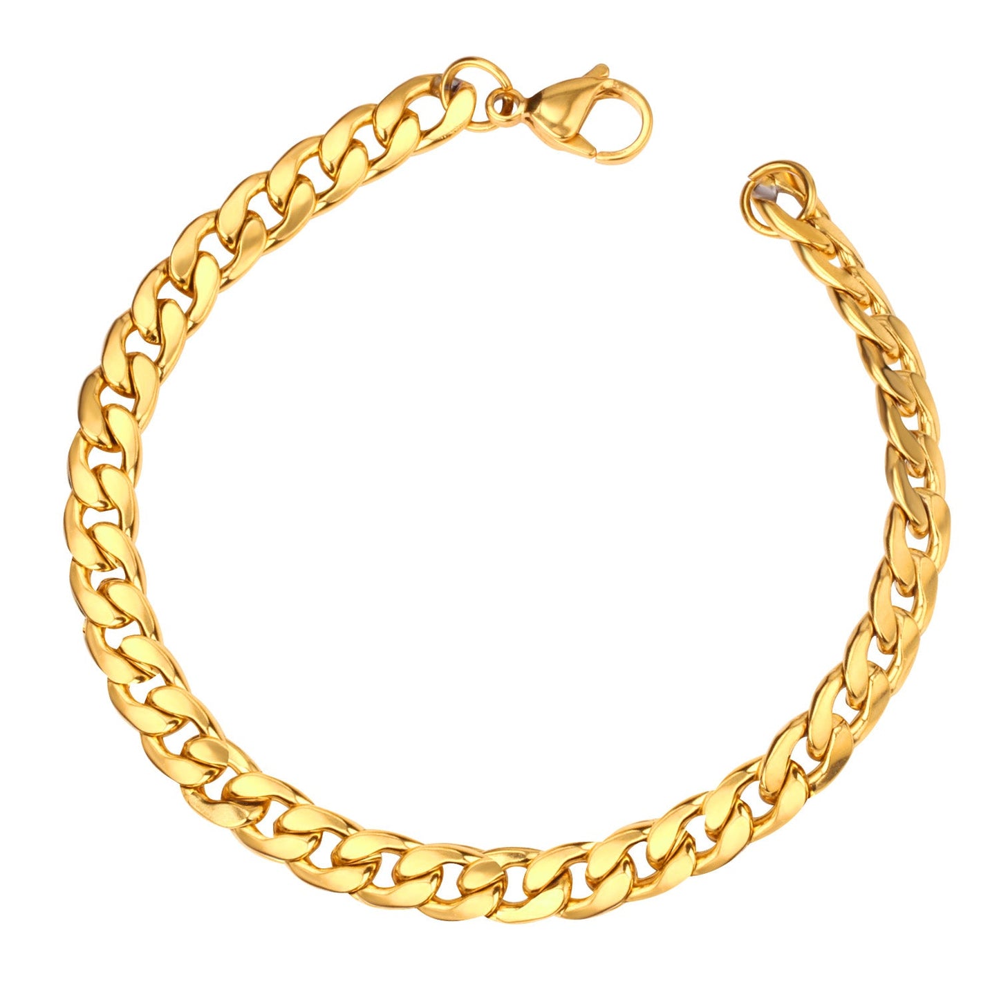 Wholesale Ason 7mm Chain Bracelets Stainless Steel Gold Color for Men Women Party Gift Fashion Bangle Jewelry