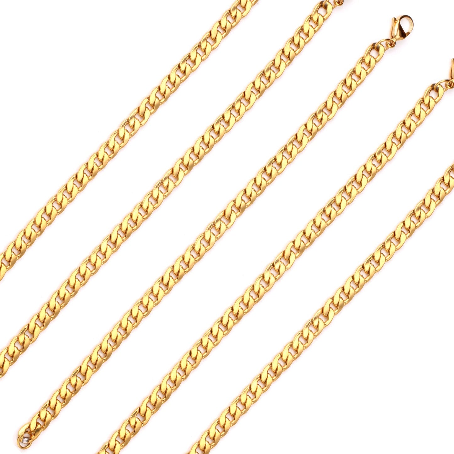 Wholesale Ason 7mm Chain Bracelets Stainless Steel Gold Color for Men Women Party Gift Fashion Bangle Jewelry