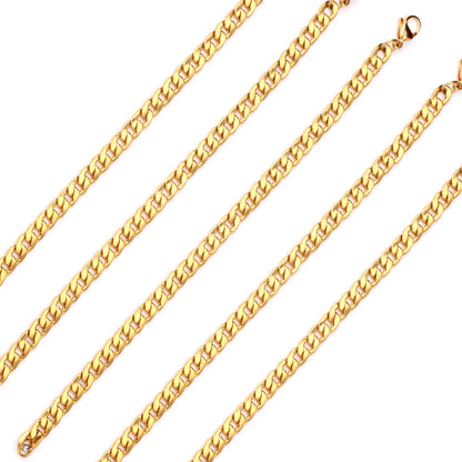Wholesale Ason 7mm Chain Bracelets Stainless Steel Gold Color for Men Women Party Gift Fashion Bangle Jewelry
