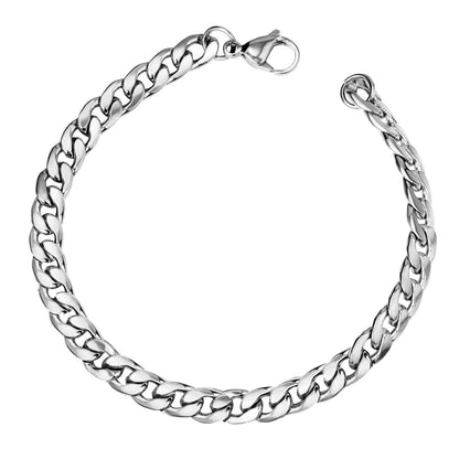 Wholesale Ason 7mm Chain Bracelets Stainless Steel Gold Color for Men Women Party Gift Fashion Bangle Jewelry