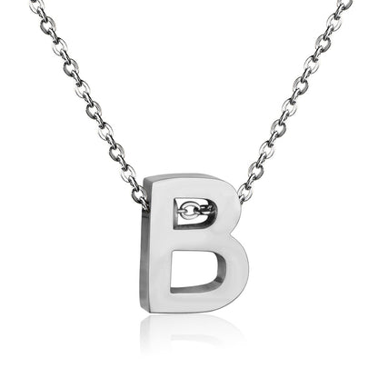ASON Delicate Classic Style Initial 26 Letters Alphabet Chain Pendant Necklace Stainless Steel Color Jewelry Chokers