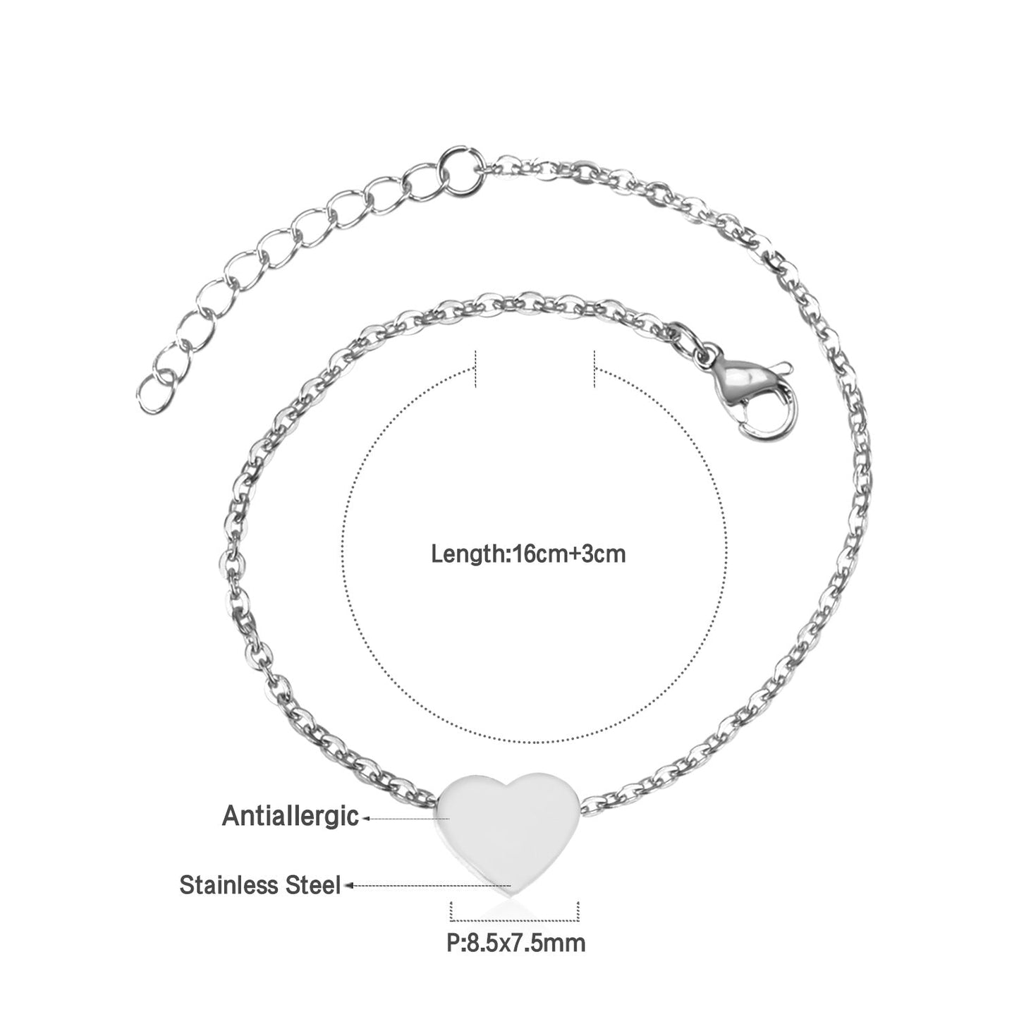 Stainless Steel Heart Accessory Bracelet