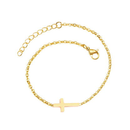 Steel color gold cross pendant accessories bracelet without diamonds 12mm 15+3cm