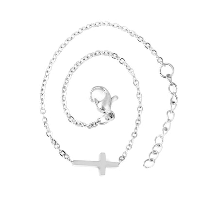 Steel color gold cross pendant accessories bracelet without diamonds 12mm 15+3cm