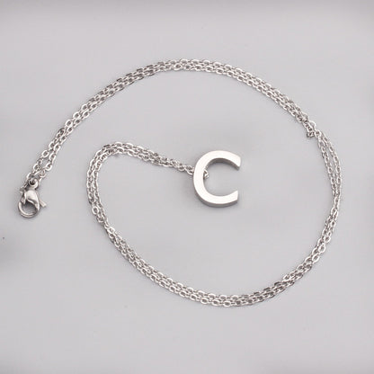 ASON Delicate Classic Style Initial 26 Letters Alphabet Chain Pendant Necklace Stainless Steel Color Jewelry Chokers