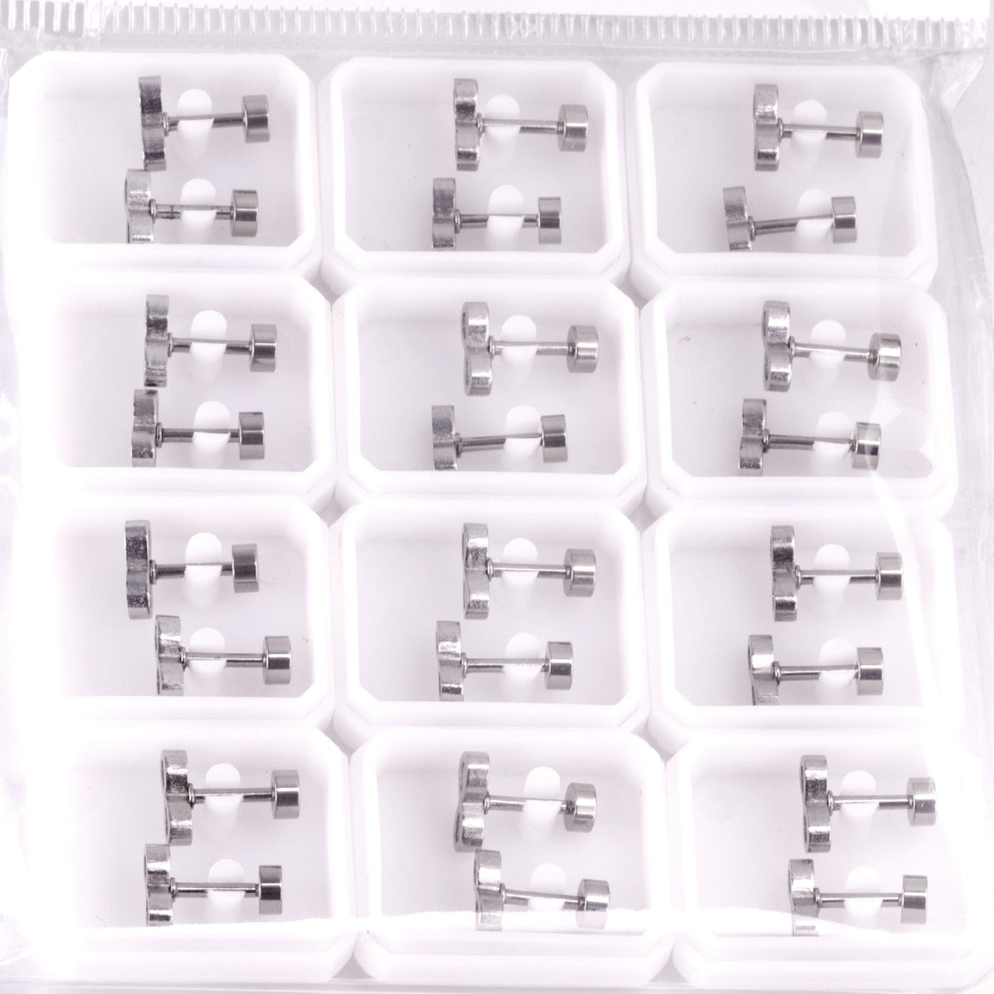 12 pairs Steel/Gold Frosted Screw In Stud Earrings without Diamonds