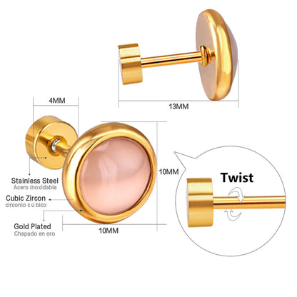 12 pairs 10mm/8mm Steel/Gold Mixed Screw Earrings