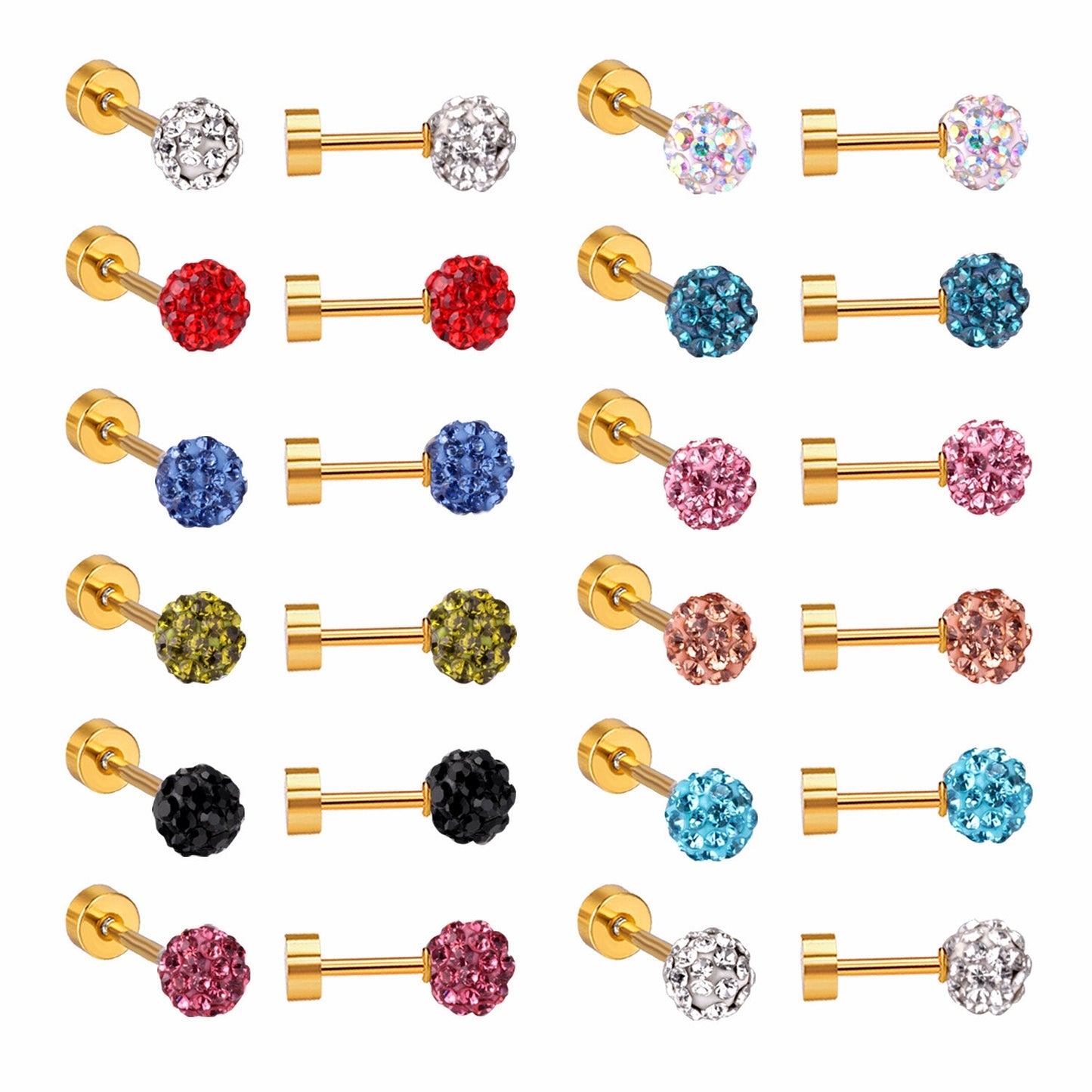 4mm/6mm/8mm Gold/Steel Shambhala Mixed Color Plugs