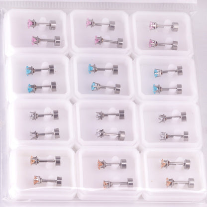 12 pairs 3mm/4mm steel/gold square four colors drilling screw plugs