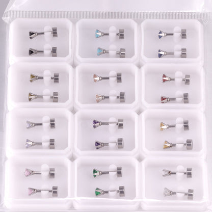 12 pairs 3mm/5mm/6mm gold/steel four-grip round mixing screw plugs
