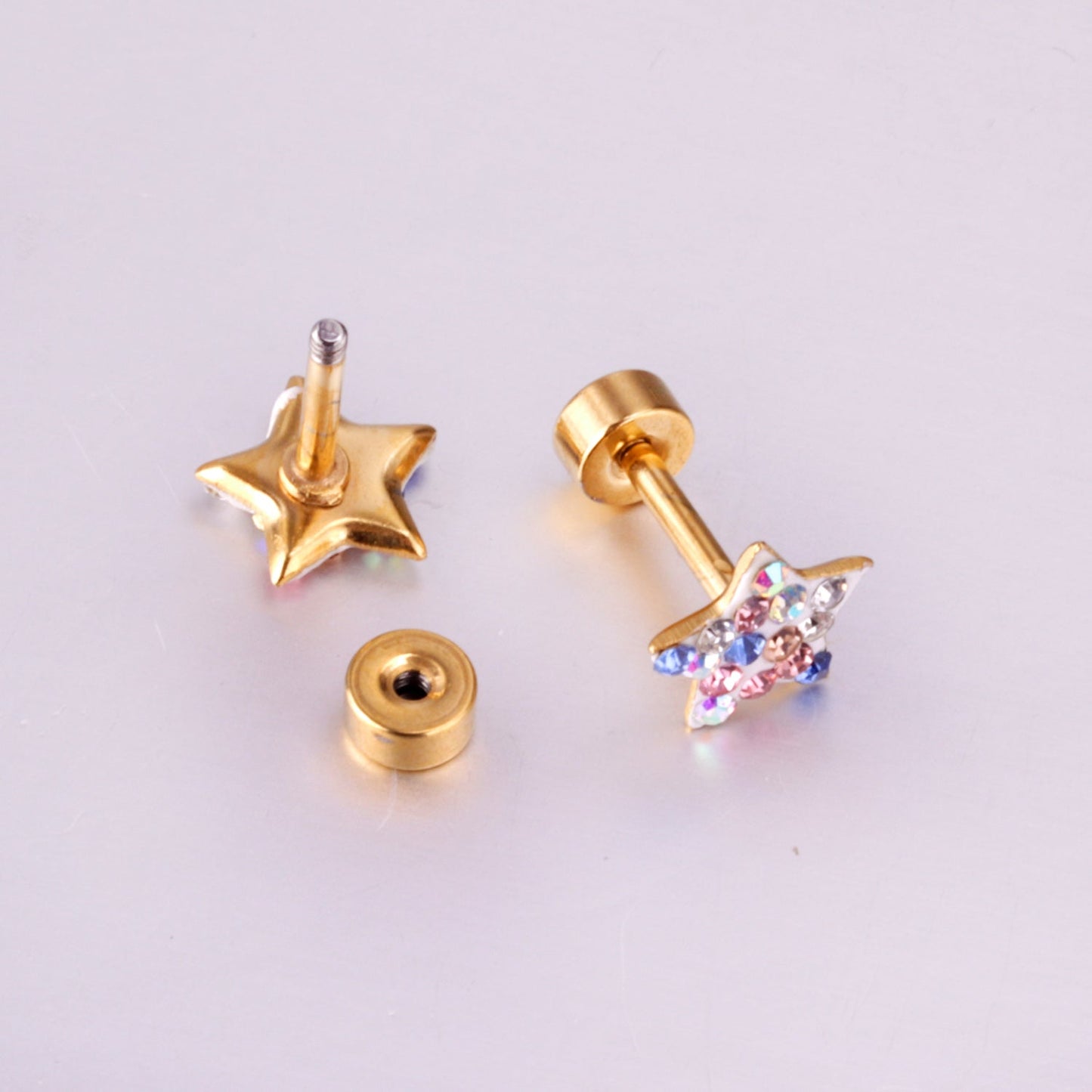 6mm Steel & Gold Pentagram Dipped & Mixed Colors & Five Colors Screw Plugs
