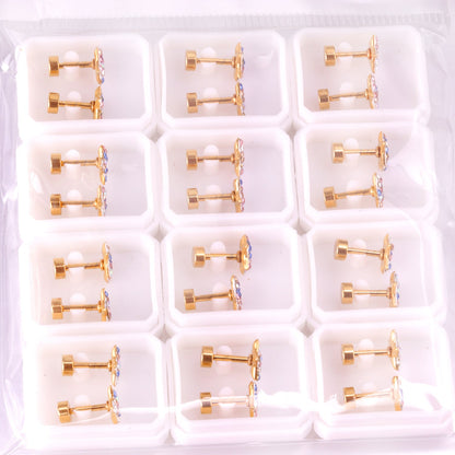 6mm Steel & Gold Pentagram Dipped & Mixed Colors & Five Colors Screw Plugs