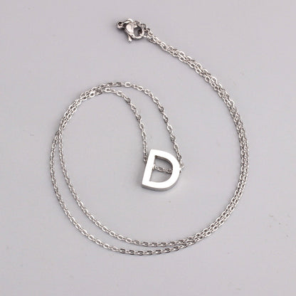 ASON Delicate Classic Style Initial 26 Letters Alphabet Chain Pendant Necklace Stainless Steel Color Jewelry Chokers