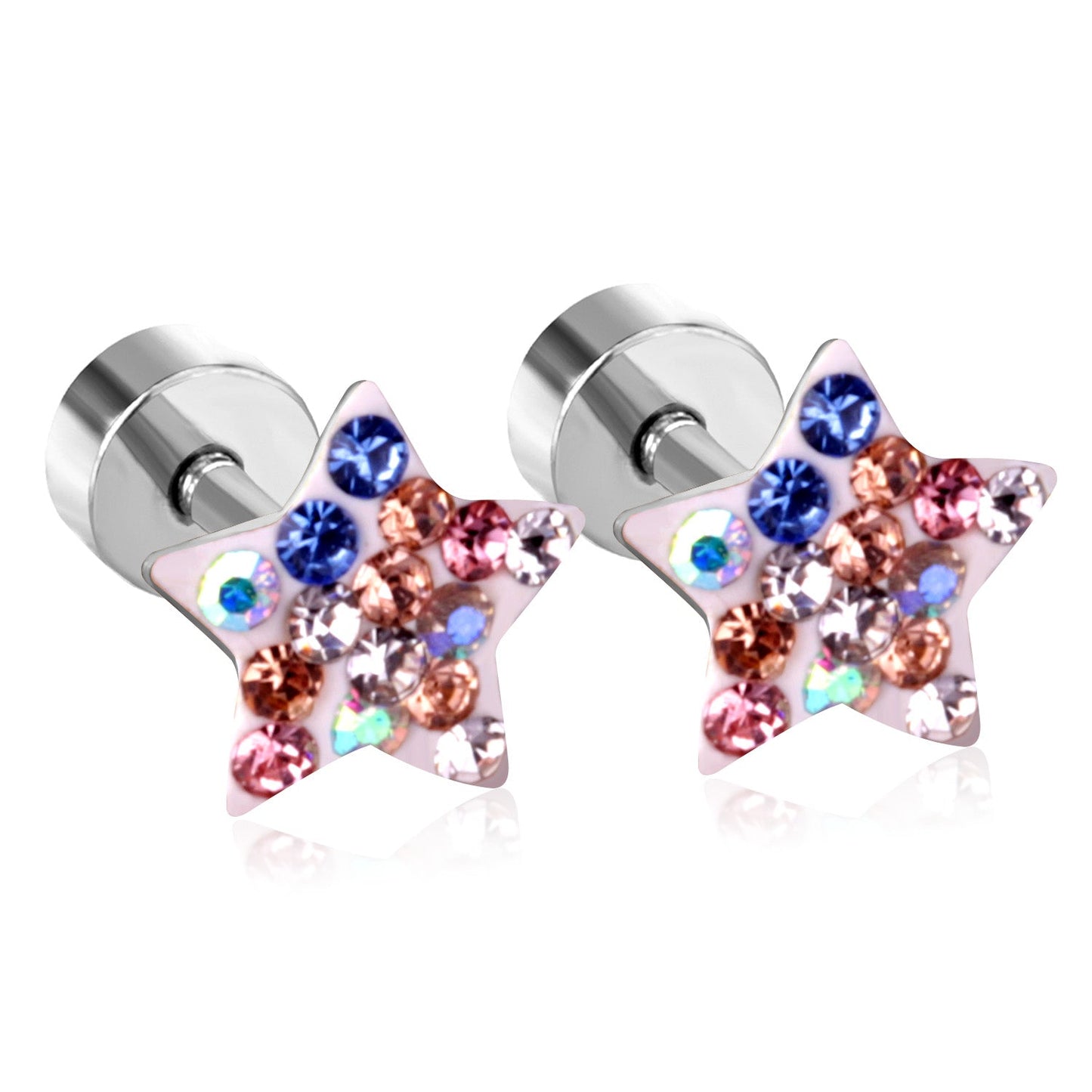 6mm Steel & Gold Pentagram Dipped & Mixed Colors & Five Colors Screw Plugs