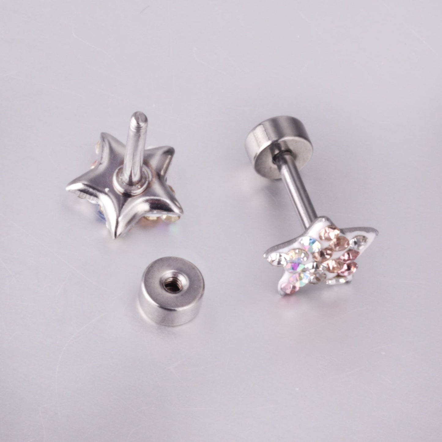 6mm Steel & Gold Pentagram Dipped & Mixed Colors & Five Colors Screw Plugs